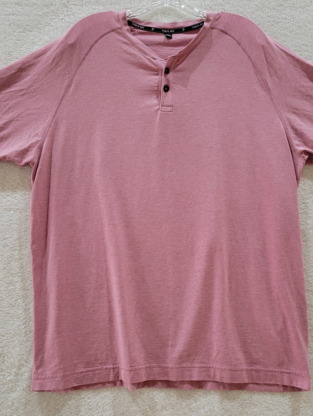 Public Rec Shirt Men’s 2XL Henley Pink Pima Cotton Blend Raglan Stretch Casual